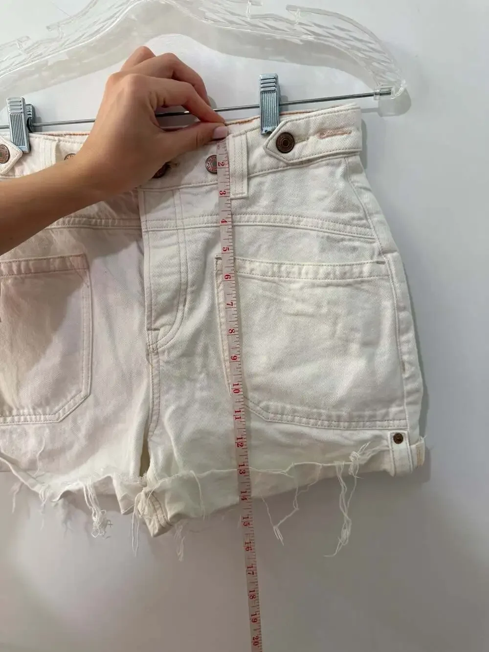 Free People We The Free Moxie High-Rise Raw Hem Utility Denim Shorts